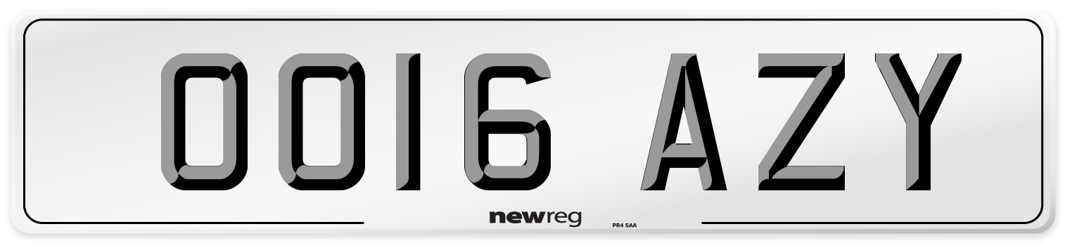 OO16 AZY Number Plate from New Reg